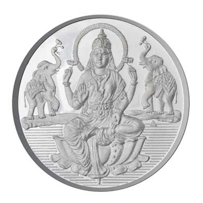 "100 Grams Lakshmi Silver Coin - SJSC010099 - Click here to View more details about this Product